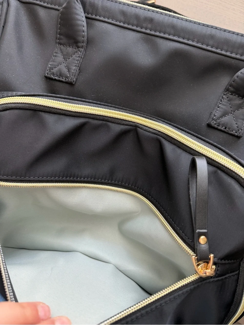 Black Women's Baby Bag Tote with Gold Hardware
